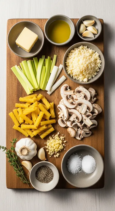 Caramelized Leek and Mushroom Gruyere Pasta - cooking process