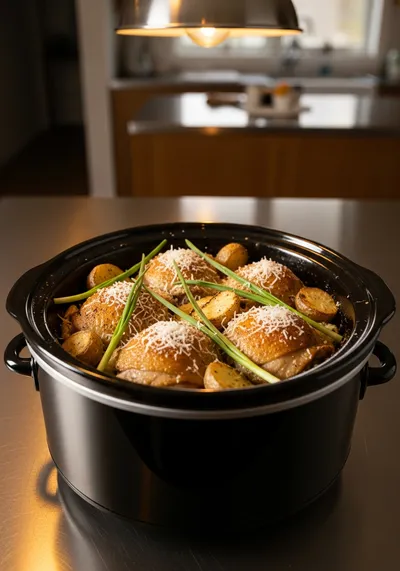 Slow Cooker Parmesan Garlic Chicken and Potatoes