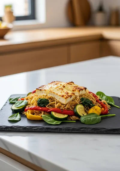Veggie Pasta with Baked Feta